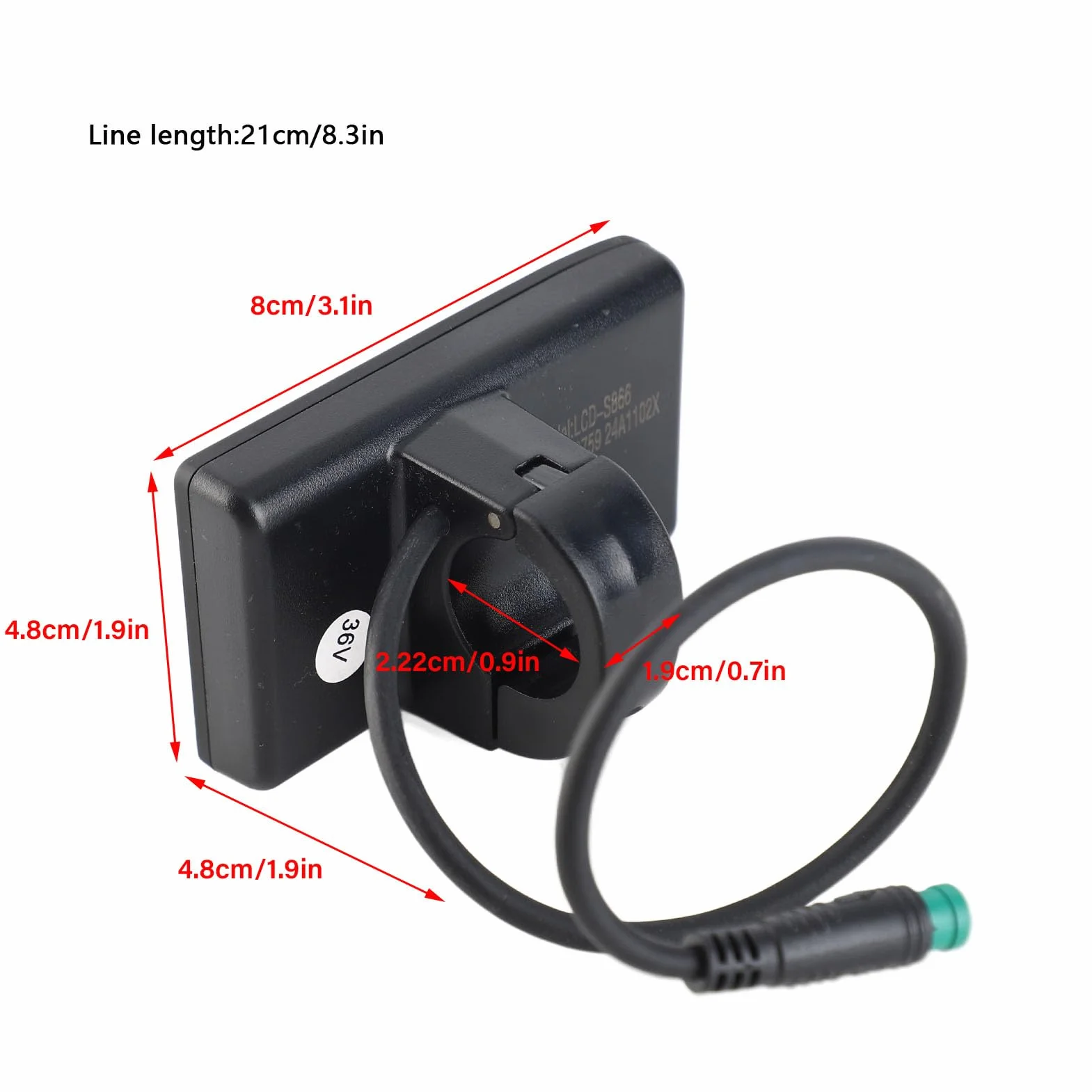 Keenso Vélo électrique S866 LCD Display Meter 24V 36V (par défaut), 48V (réglable) Panneau de Commande avec Prise étanche