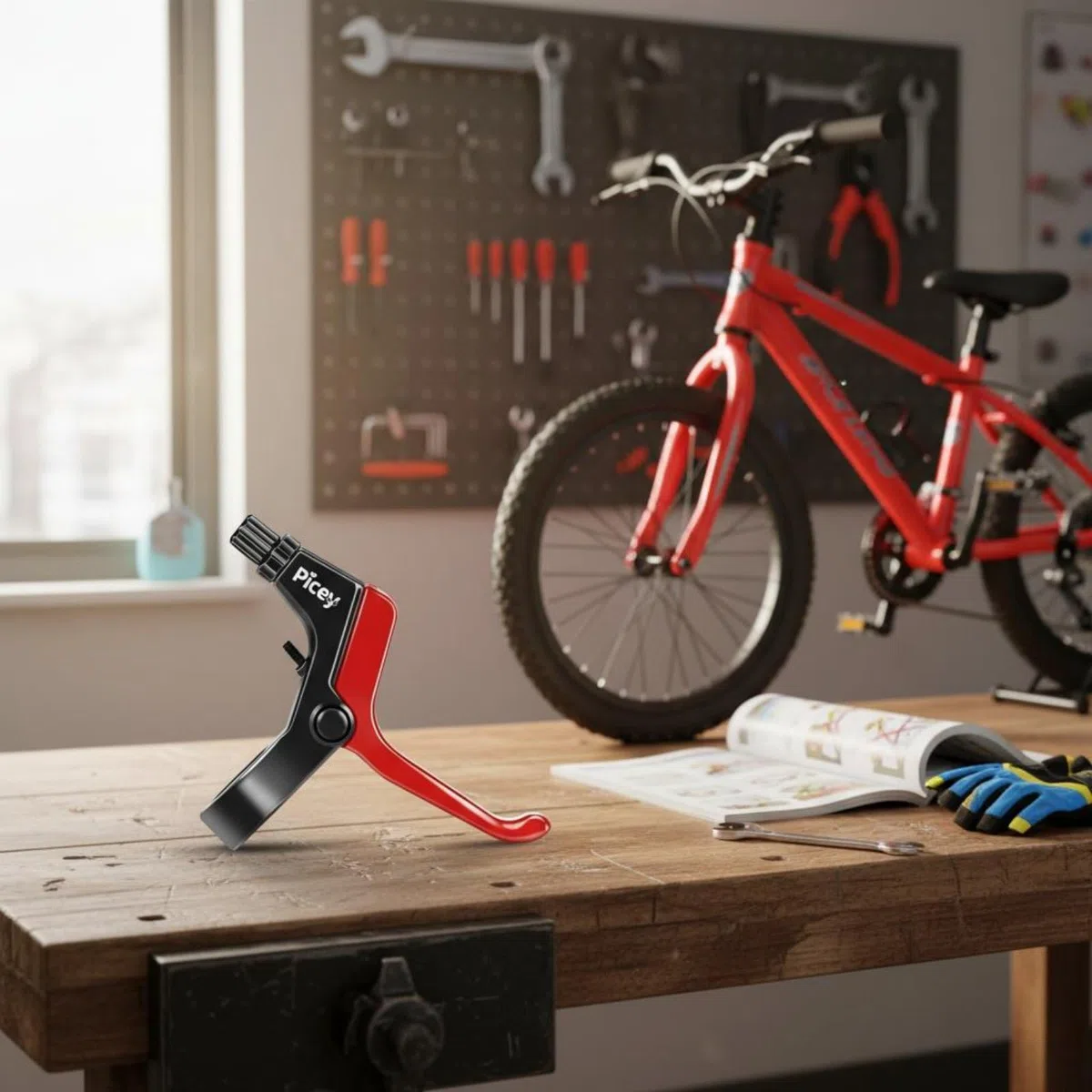 Manette de Frein de Vélo Enfant Résistant à la Levier Frein En Aluminium Installation Facile pour Enfants, Blanc