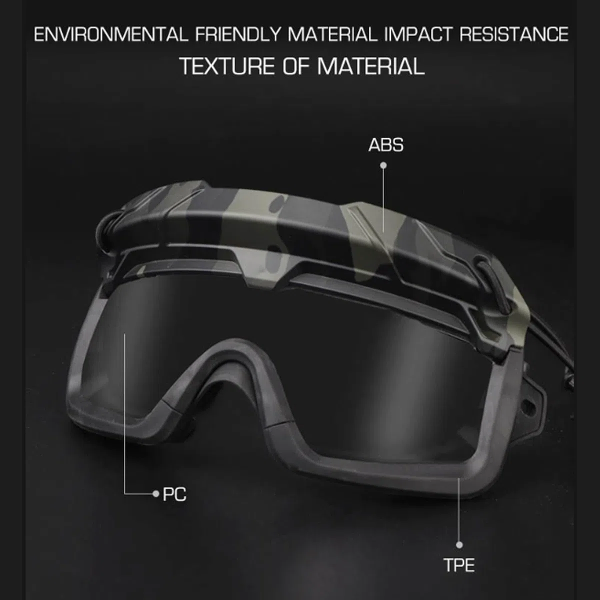 Lunettes Airsoft Split à Deux Modes, Accessoires Tactiques pour Casque à Fixation Rapide, pour Équipement de Chasse Fixation par Clip sur Rail