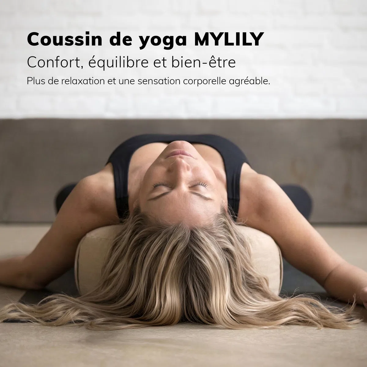 MYLILY Coussin de Yoga Méditation – Coussin Yoga Rond Ø 29 cm – 10 cm Plat & 255 g léger – de Sol avec Housse Coton Lavable – Vegan – Beige