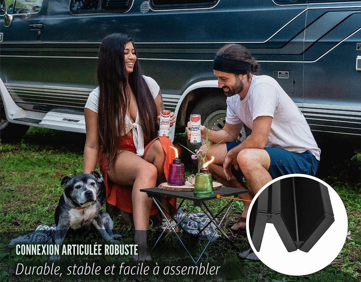 TREKOLOGY Petite table de camping pliante - Table de plage légère et portable pour l'extérieur