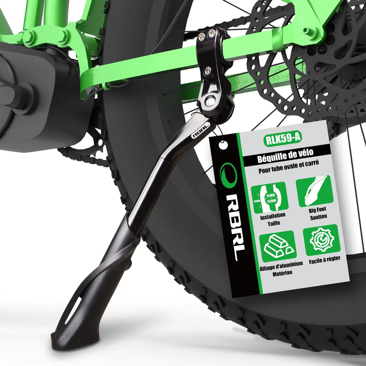 RBRL Support de vélo 24-29 pouces, support latéral en aluminium réglable en hauteur avec pied antidérapant, support de vélo pour VTT, vélo de course, vélo électrique et vélo de ville, extra stable