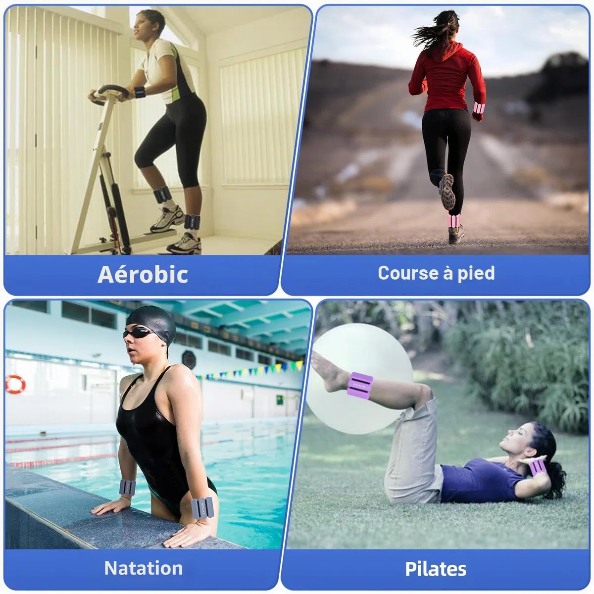 REALIKE Poids de cheville pour les femmes Poignet jambe Bracelet pondéré réglable pour Pilates Yoga marche aérobic 2 pièces en Set 1lb (453.5g) par pièce