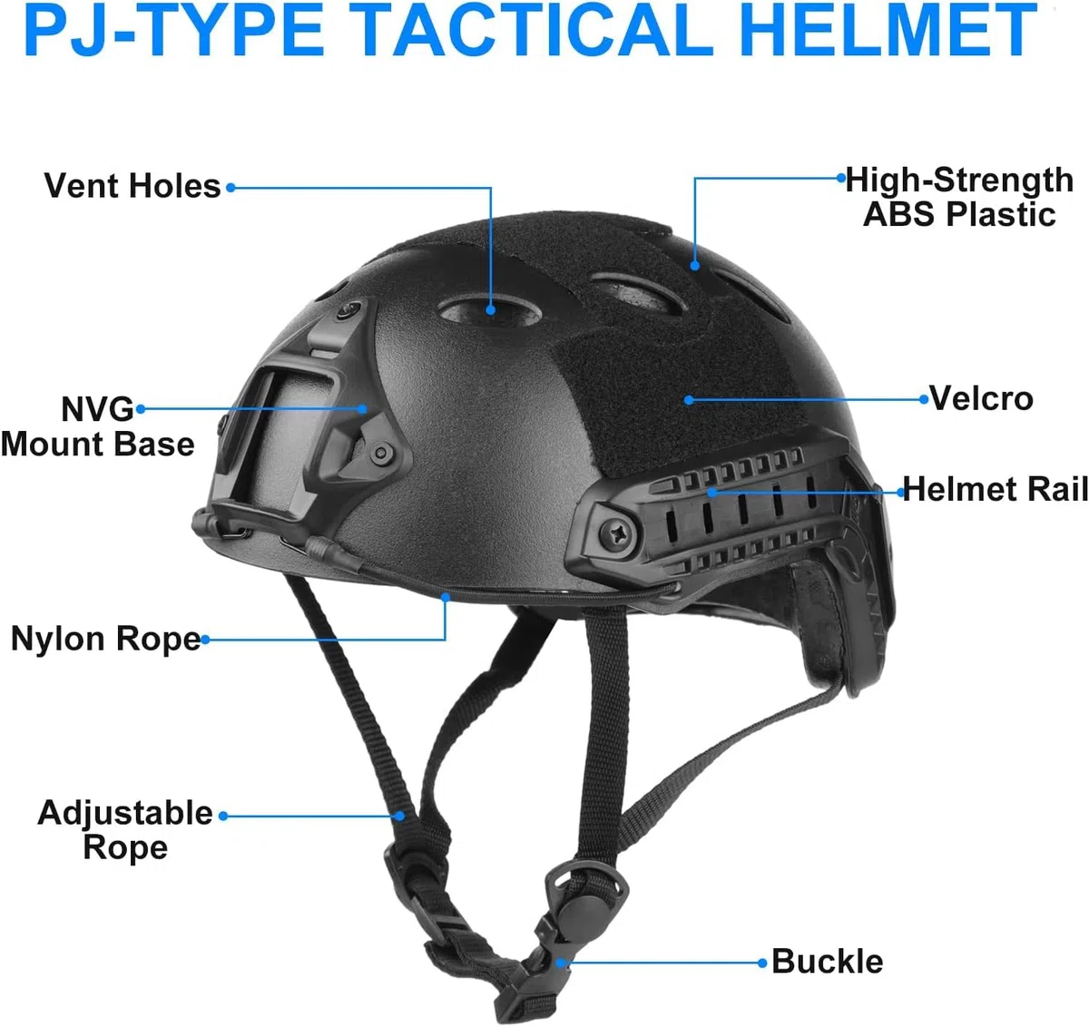 Airsoft Casque et Masque Quick Base Jump Casque PJ Type Airsoft Casque Tactical Full Cover avec Lunettes Amovibles et réglables