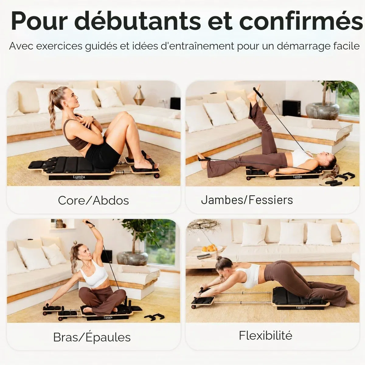 Planche de Pilates en bois | Planche de réforme de Pilates pour la maison | Planche d'équilibre antidérapante & Core Trainer | Appareil de fitness à la maison pour le ventre, les jambes, les fesses et