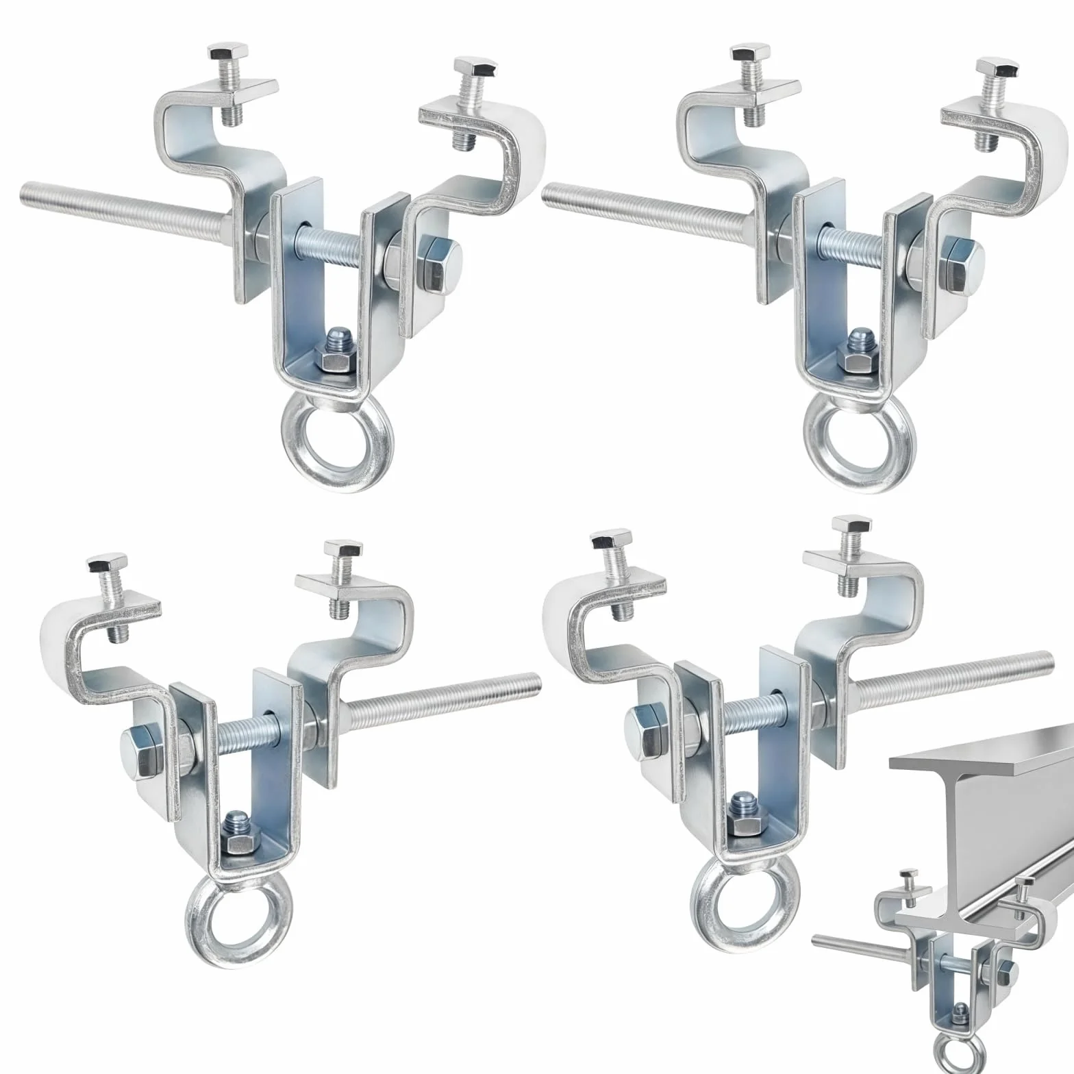 SQLJYU 4 Pièces Crochet Sac de Frappe, Fixation Sac de Frappe, Support Sac de Frappe sur Pied, Cintre de Sac de Frappe en Acier, pour Poutre Réglable de 65 mm à 225 mm