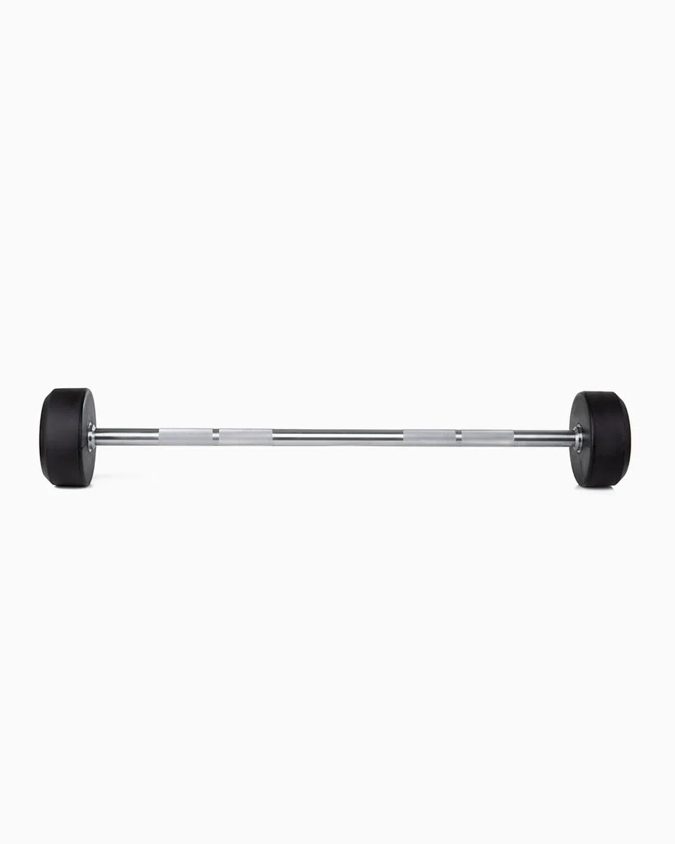BOOMFIT Barre de Musculation avec Poids Fixe 10-50 kg | Haltère Longue en Acier Chromé et Caoutchouc | Barre pour Squat et Développé Couché | Home Gym et Fitness