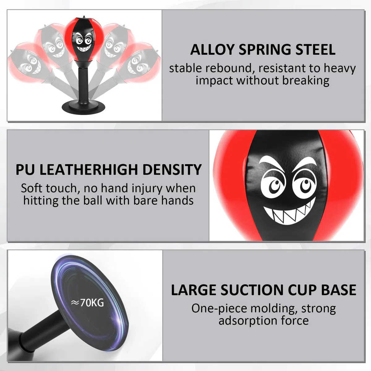Punching Ball de Bureau, Punching Ball Adulte, Table Stress Buster Ballon Boxe Anti-Stress avec Ventouse Sac, Décompression pour Adultes, Bureau, école