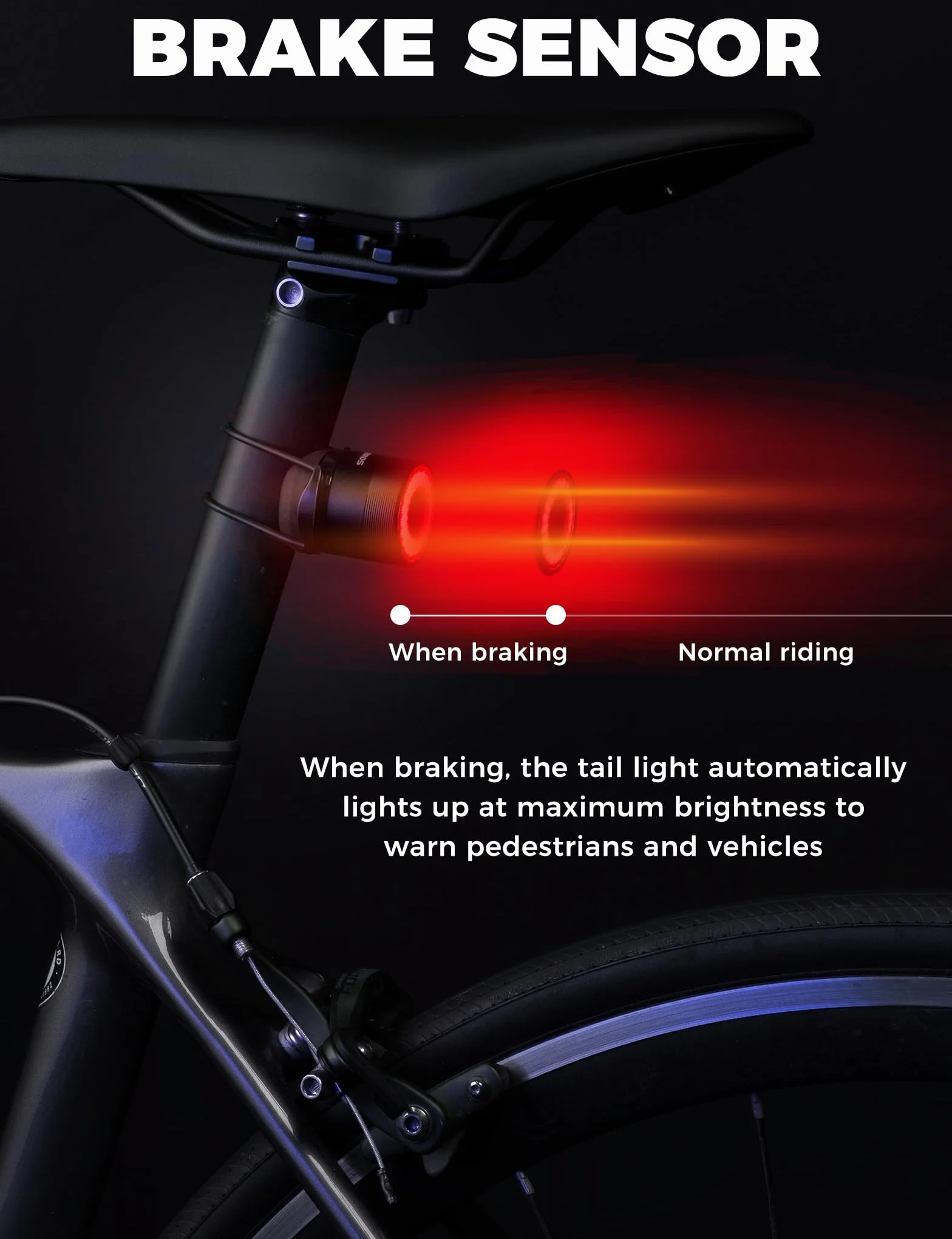 ROCKBROS Feu Arrière Vélo Intelligent avec Capteur de Freinage, RGB LED 4 Modes, Éclairage Arrière USB-C Rechargeable IPX6 Allumage Auto pour Route et VTT