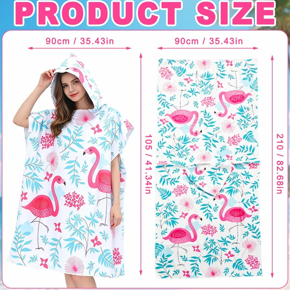 Poncho De Bain Adulte, Poncho Piscine Femme avec Capuche, Peignoir Piscine Femme, Peignoir À Langer en Éponge pour Femmes Et Hommes Natation Plage Surf Plongée Bain À Domicile
