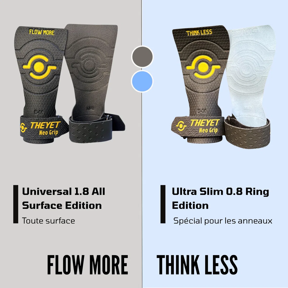 Theyet Maniques Crossfit sans Magnésie et sans Trous | Grips Unisexes pour Tractions, Anneaux et Calisthénie | Adhérence Extrême sur Tout Type de Barres | Poignets Offerts