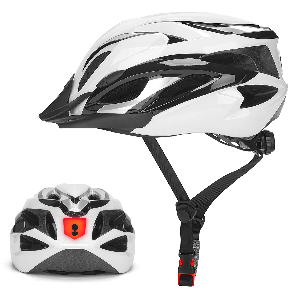 Casque de vélo pour homme et femme avec lumière pour adulte unisexe - Casque de vélo de montagne réglable - 58 à 62 cm