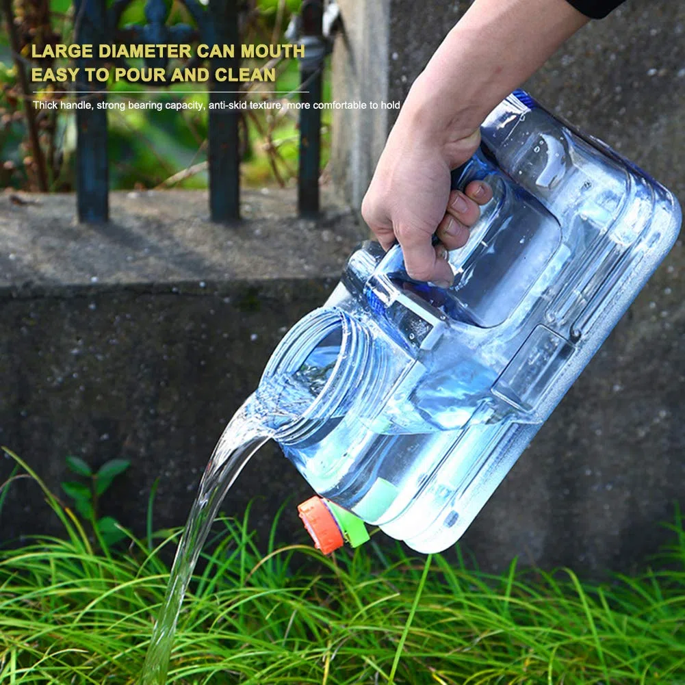 Starnearby Bidon d'eau 5L-22L avec Robinet, Réservoir d'eau Potable, Jerrican Alimentaire Camping, Conteneur d'eau sans BPA avec Tuyau et Brosse pour Camping, Randonnée