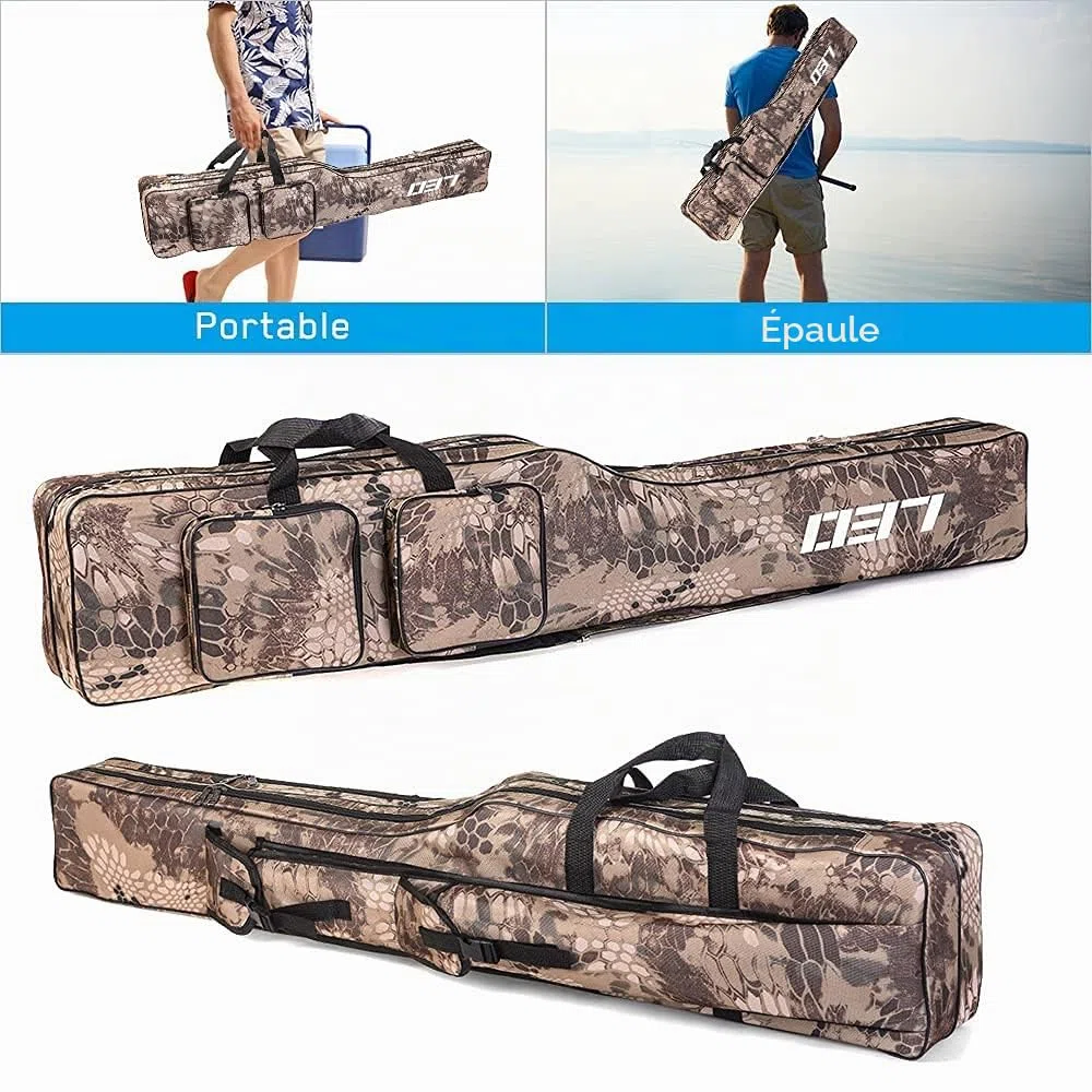 Sac de pêche Caisse de pêche Portable Sac Canne à pêche Outils de pêche Résistant à la déchirure Durable Rod Reel Bag Fishing Pole Carry Organizer