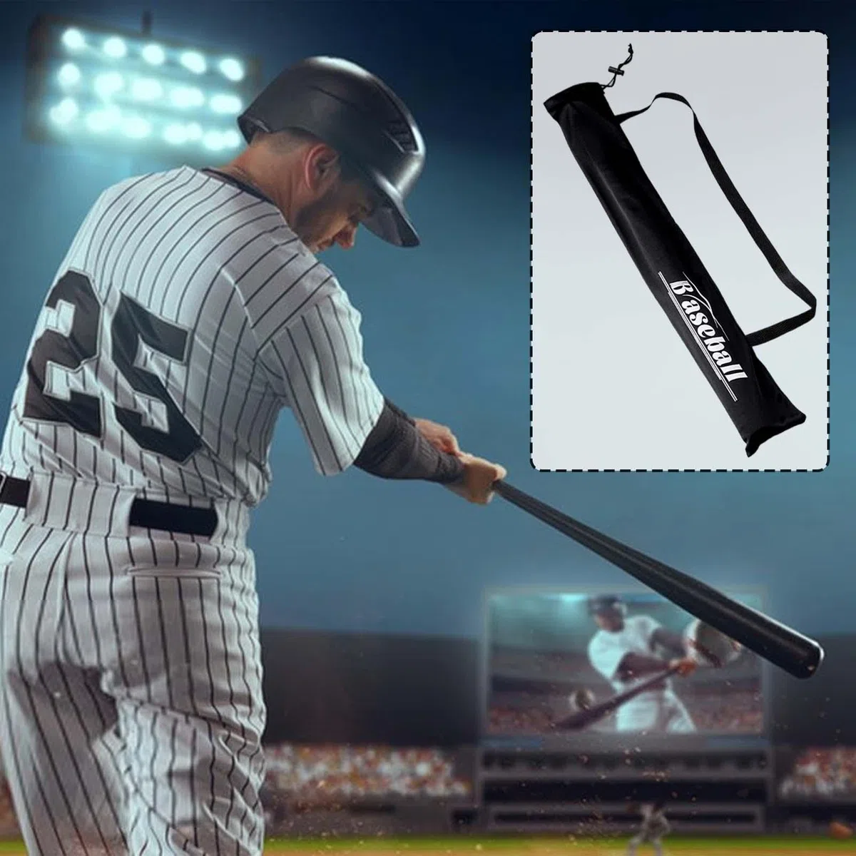 Sacs pour batte de baseball,Sac pour batte de baseball pour voyage,Sac organisateur de batte de baseball pliable - Sac fourre-tout noir avec sangle, sac à bandoulière épais pour débutants, joueur de b