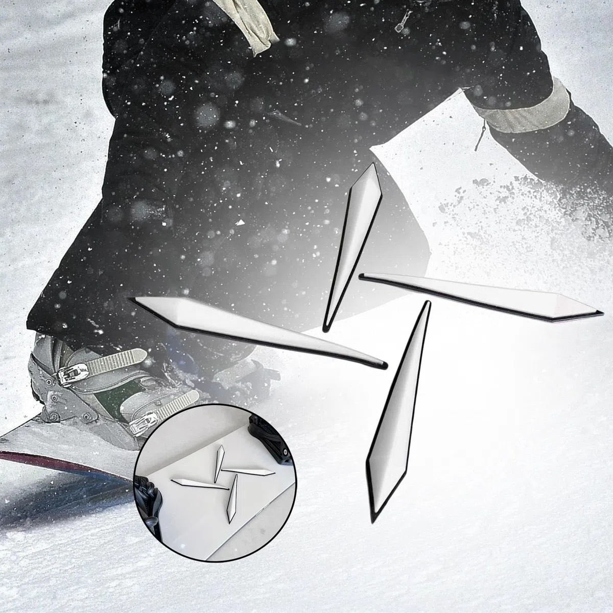 4 Pièces Snowboard Stomp Pad PVC Installation Facile Compact Non Glissant Adapté pour Sports de Neige Activités Plein Air Cadeau Décorati