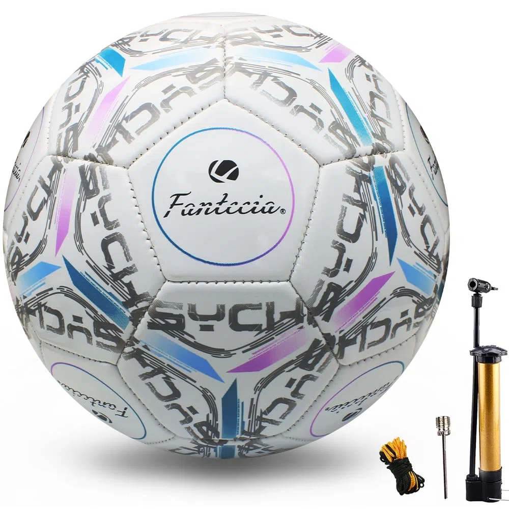 Ballon de football officiel taille 5, ballon de football en cuir avec pompe, ballons de football d'entraînement pour enfants et adultes