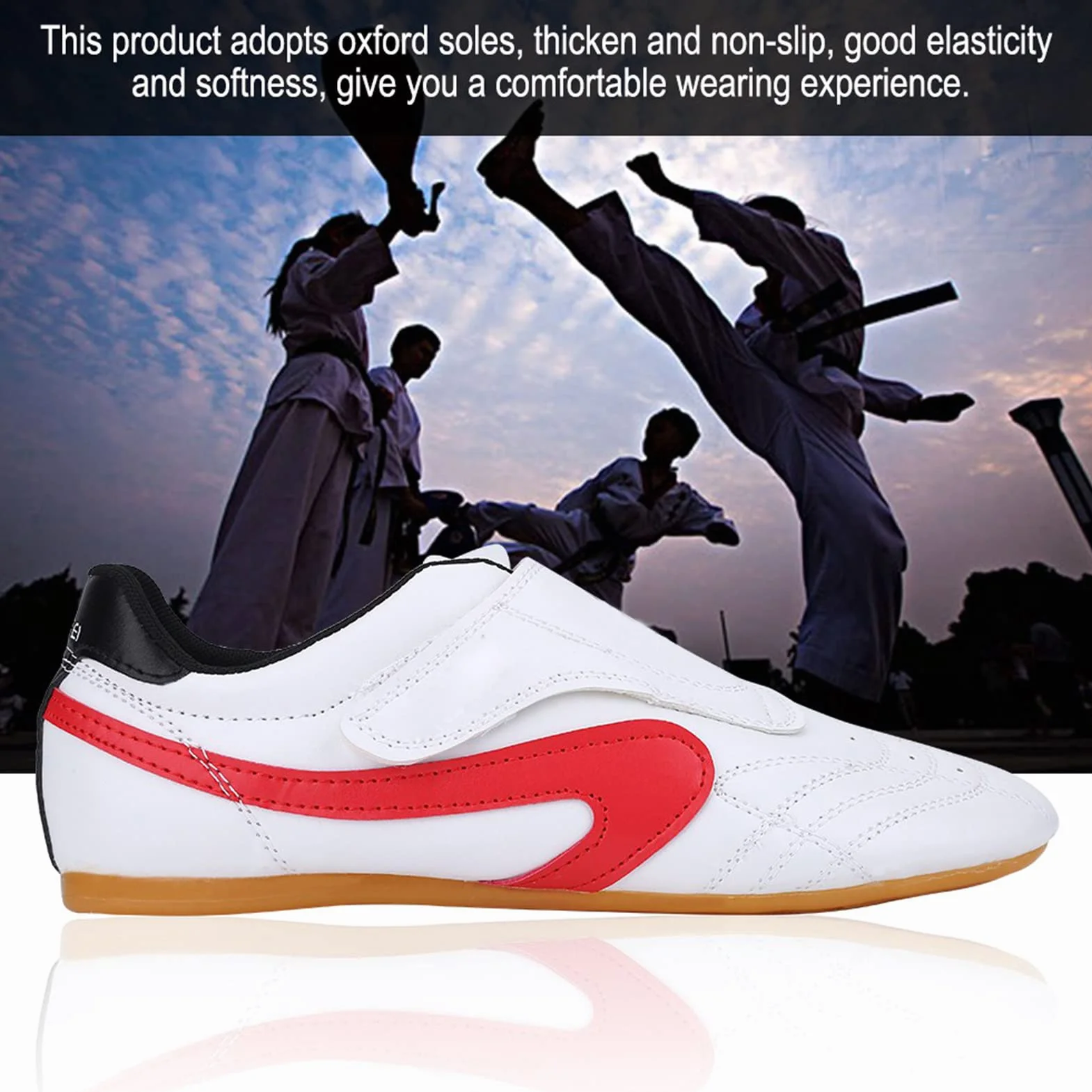 Semelles Oxford épaissies et antidérapantes Bonne élasticité Unisexe Taekwondo Boxe Kung Fu Tai Chi Sport Chaussures de Gymnastique pour Enfants Adultes Chaud