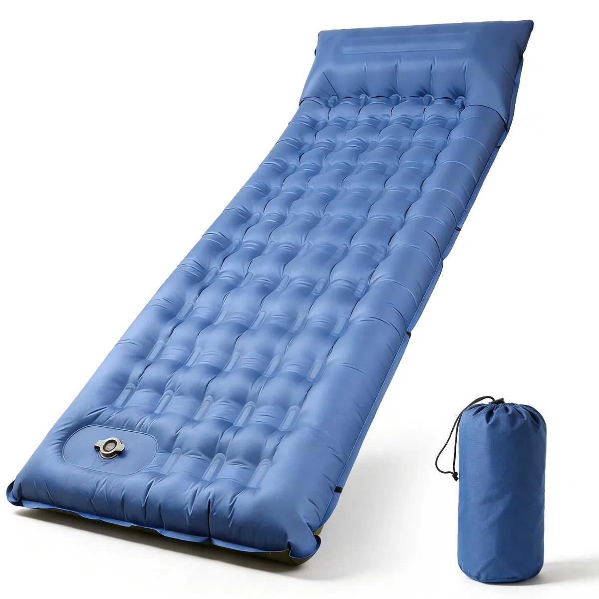 Matelas de Camping Gonflable Ultraléger, Gonflable Matelas Camping Simple avec Oreiller, Pompe à Pied Intégrée, Camping Matériel Portable pour Plage, Voyage, Randonnée