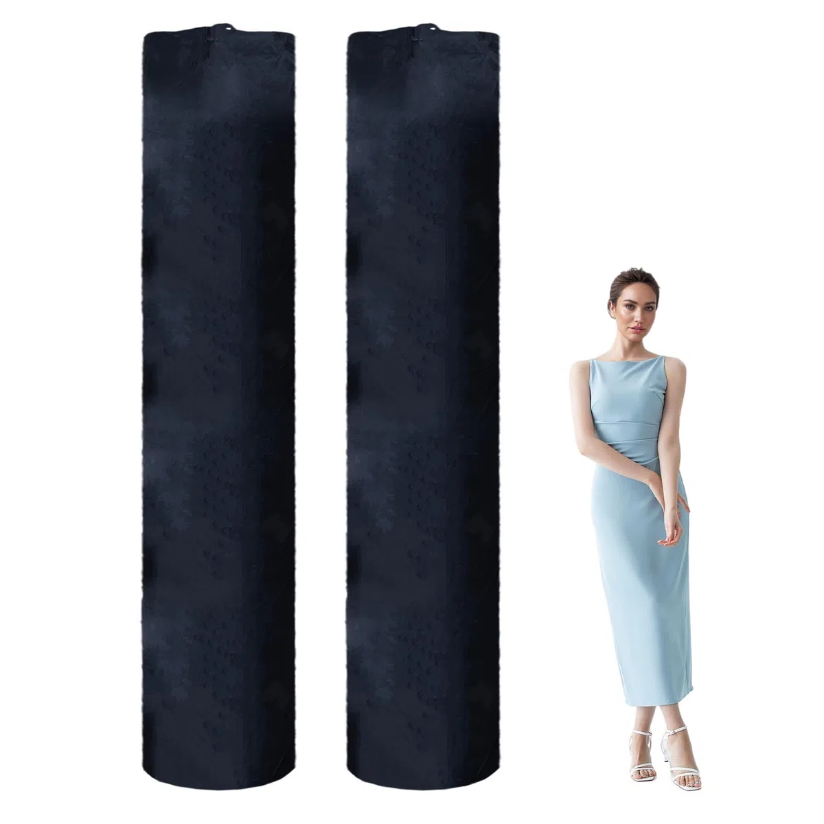 Lot de 2 sacs de rangement pour tapis de 61 x 40 cm - Noir - Sac de déménagement enroulé en tissu Oxford pour tapis - Sacs de rangement avec cordon de serrage