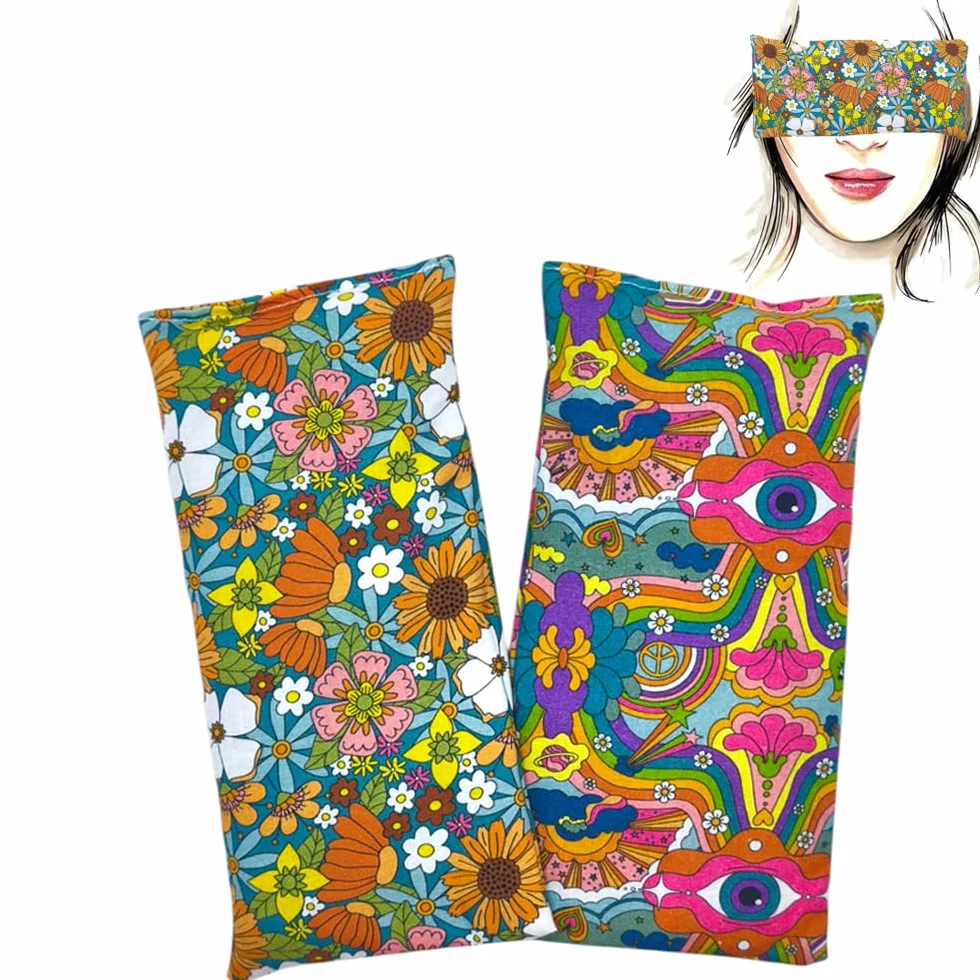 Oreiller pour les yeux Pack-2 Hippie | Graines de lavande et de riz | Yoga, méditation, relaxation, repos des yeux.