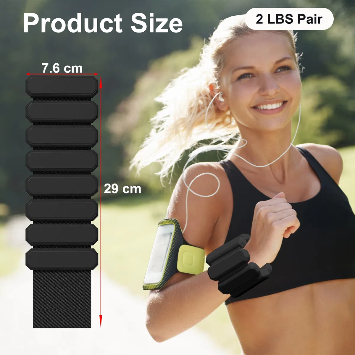 Lot de 2 Poids Poignets, Poids Cheville, Réglables pour Entraînement à Domicile, Yoga, Course à Pied, Musculation, Exercices (1LB Chacun)