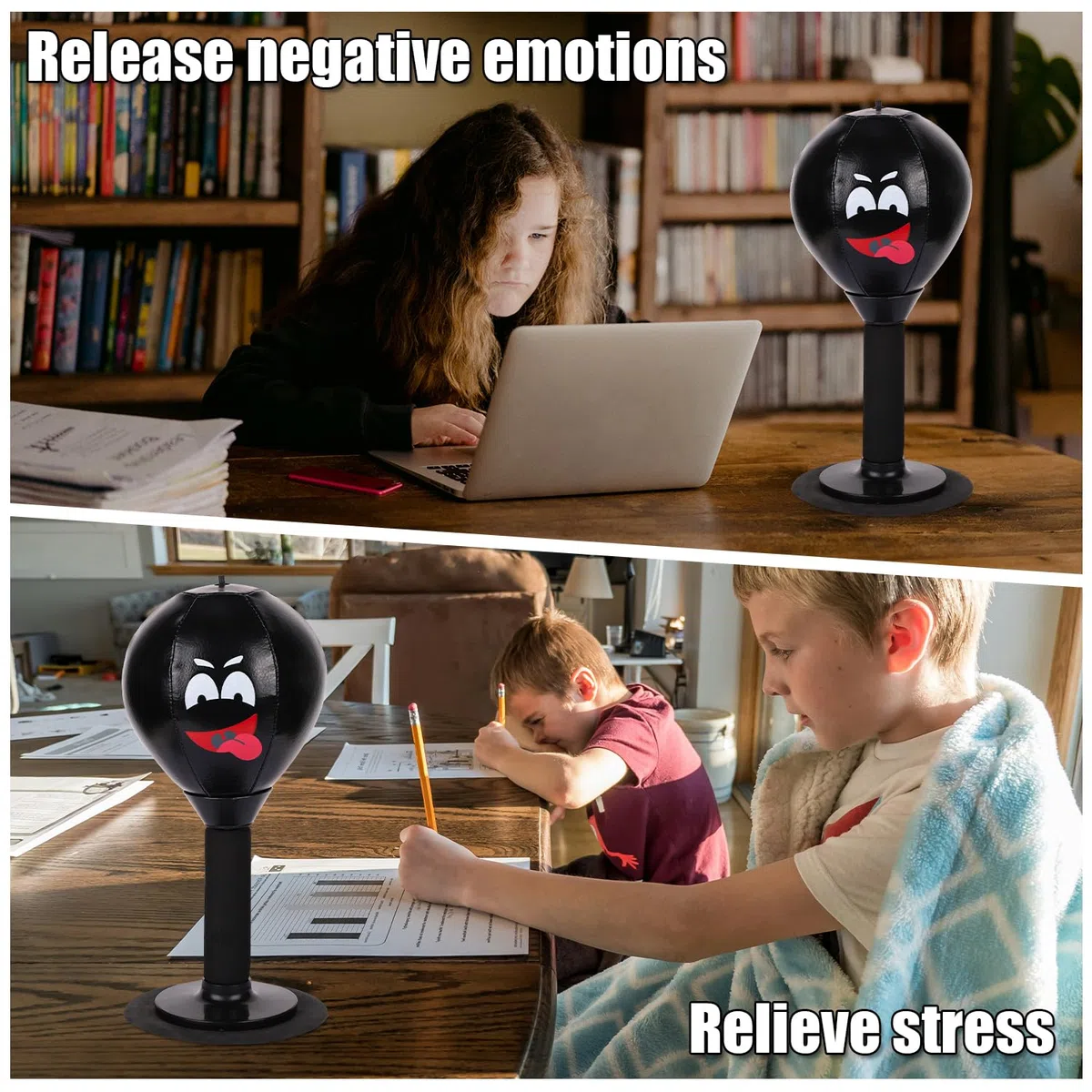 Sac de Frappe de Bureau avec Ventouse, Sac de Frappe Anti-Stress, Sac de Frappe Amusant pour Enfants, Adultes, collègues, Amis, Bureau