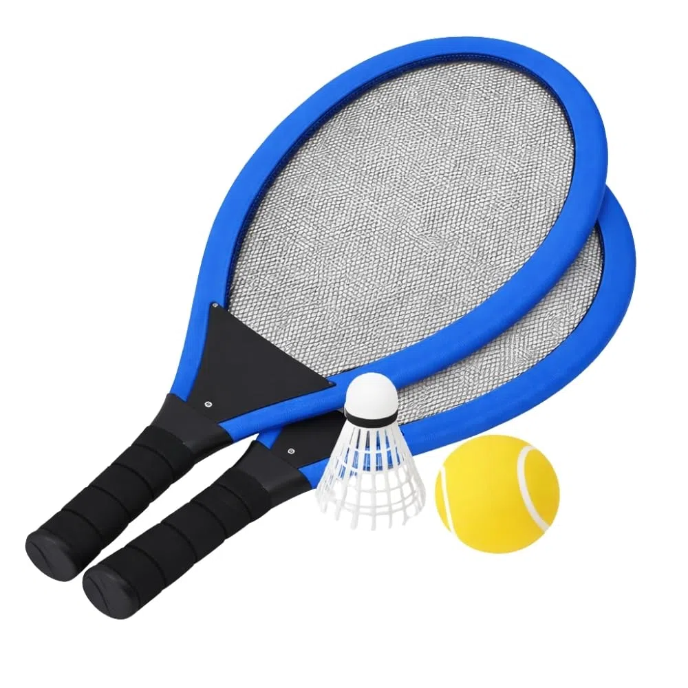Set de Tennis Géant XL – 2 Raquettes 55 cm, Volant et Balle Souple, Couleurs Aléatoires, Jeu d'Extérieur pour Enfants et Famille
