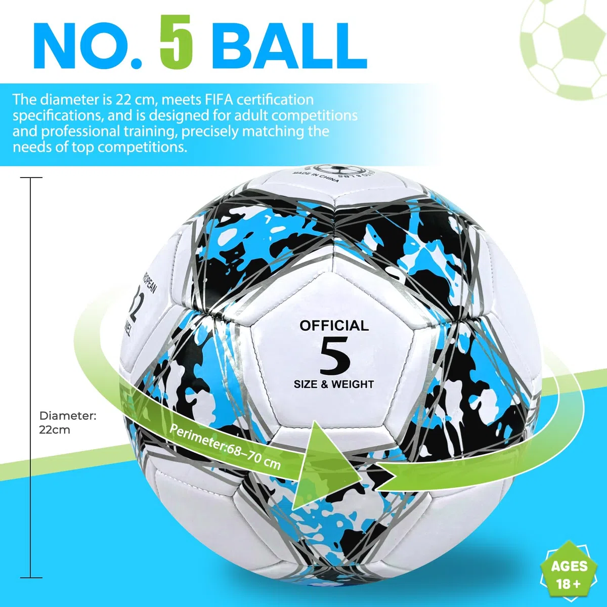Ballon de Football Soccer Ballon d'entraînement,Collection Officielle Taille 5,Ballon De Foot pour Enfants et Jeunes et Adulte,Conçu pour Les Fans de Football