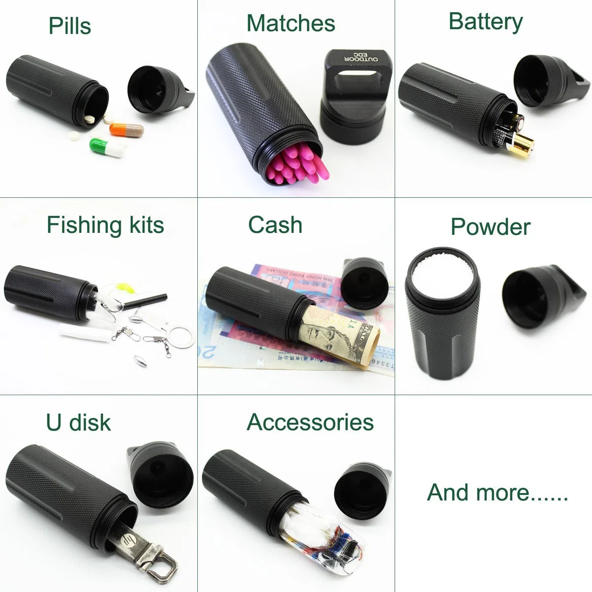 auvstar Bouteilles Étanches en Aluminium,Étanche Capsule Joint Bouteille Pilule Boîte de Survie Conteneur Pilules De Stockage Bouteille,Boîte Étanche EDC