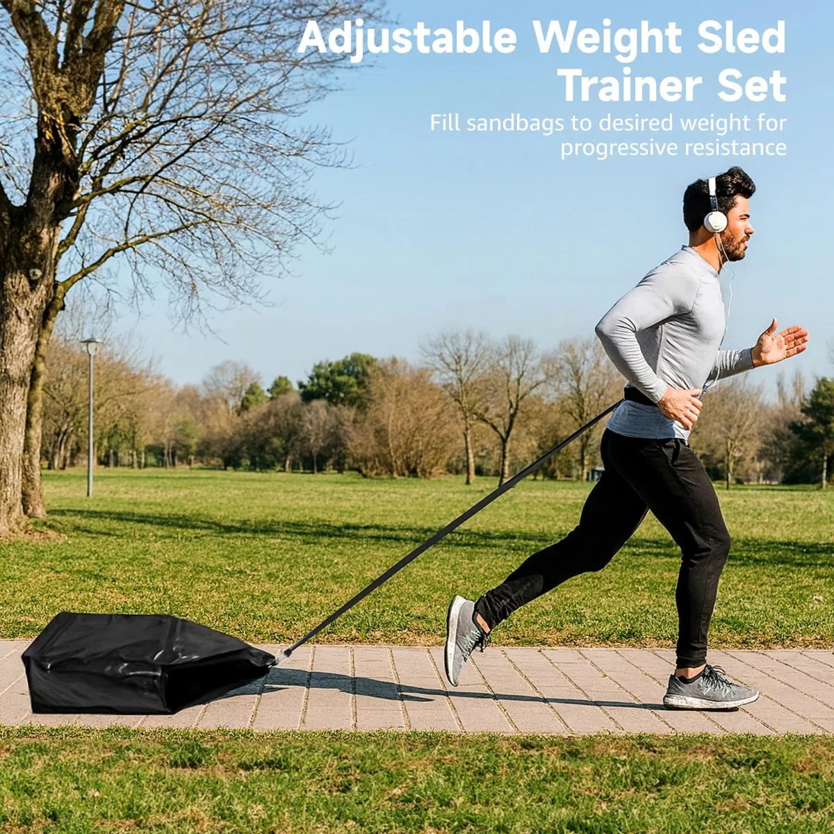 Ensemble d'entraînement de traîneau, poids réglable, 3 sacs de sable, ceinture incluse, PVC, pour la résistance, la course, la force et l'agilité