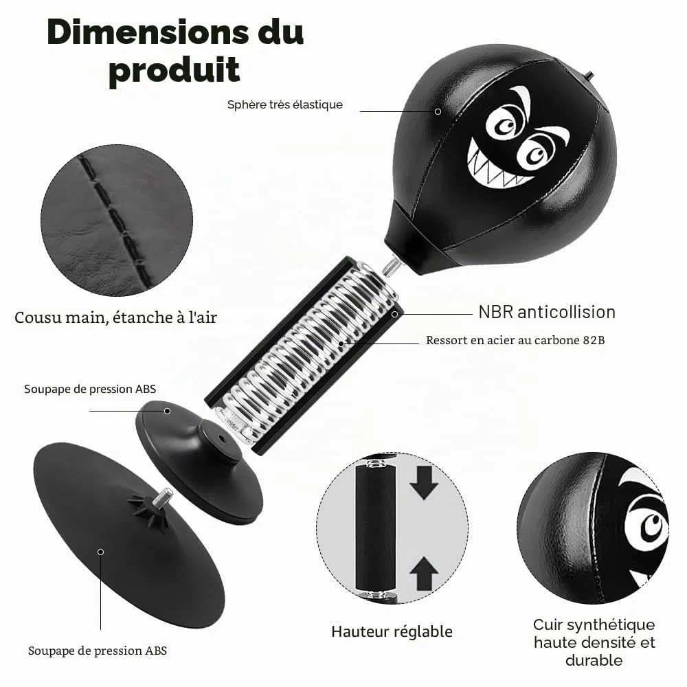 Table de punching ball de bureau avec ventouse - Sac de frappe résistant - Mini sac de frappe pour activité à la maison et au bureau pour soulager le stress