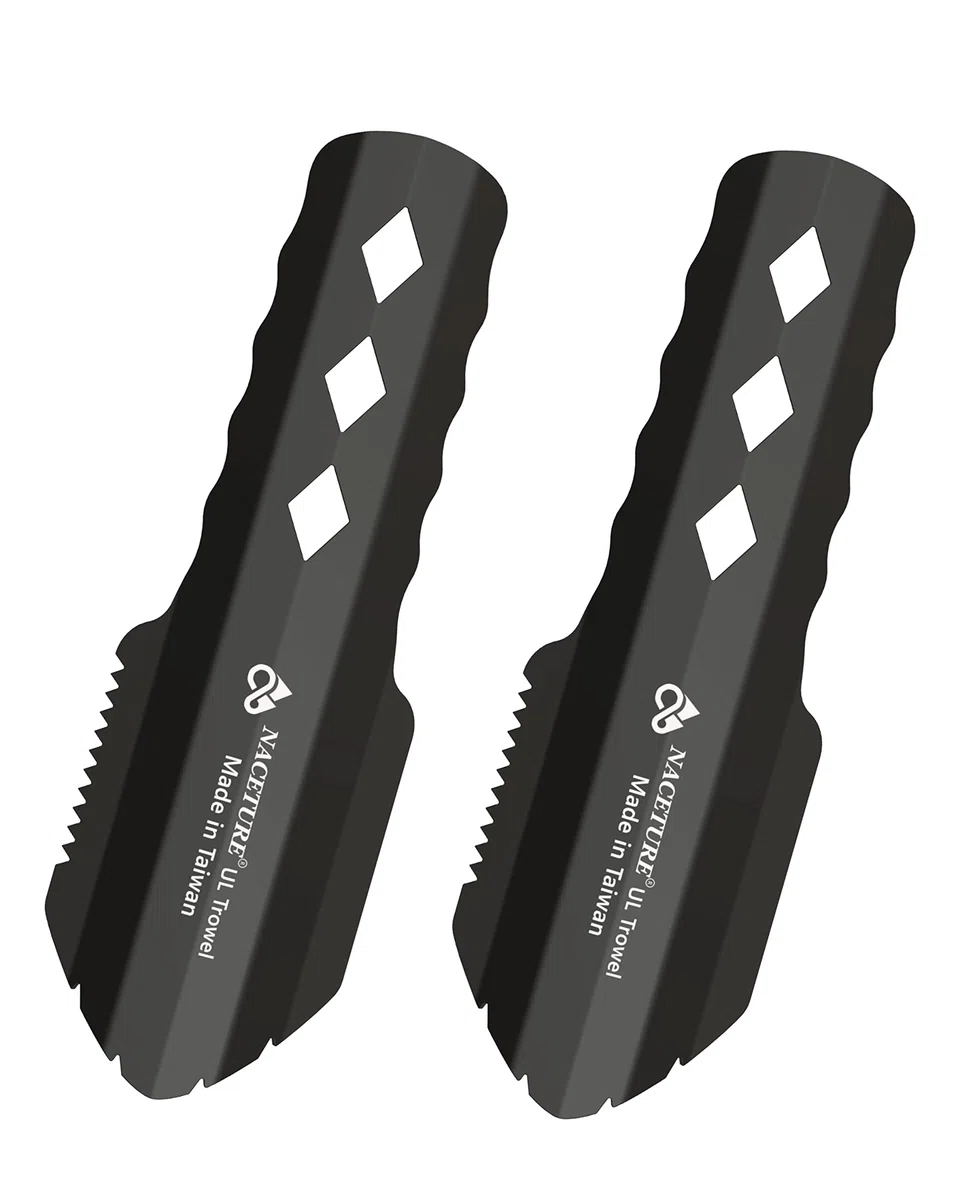 NACETURE Truelle de randonnée ultralégère en Aluminium - Petit Pot Multifonction avec poignée Plus Longue - Indispensable pour la randonnée, Le Camping et Les Sacs de Survie, Noir