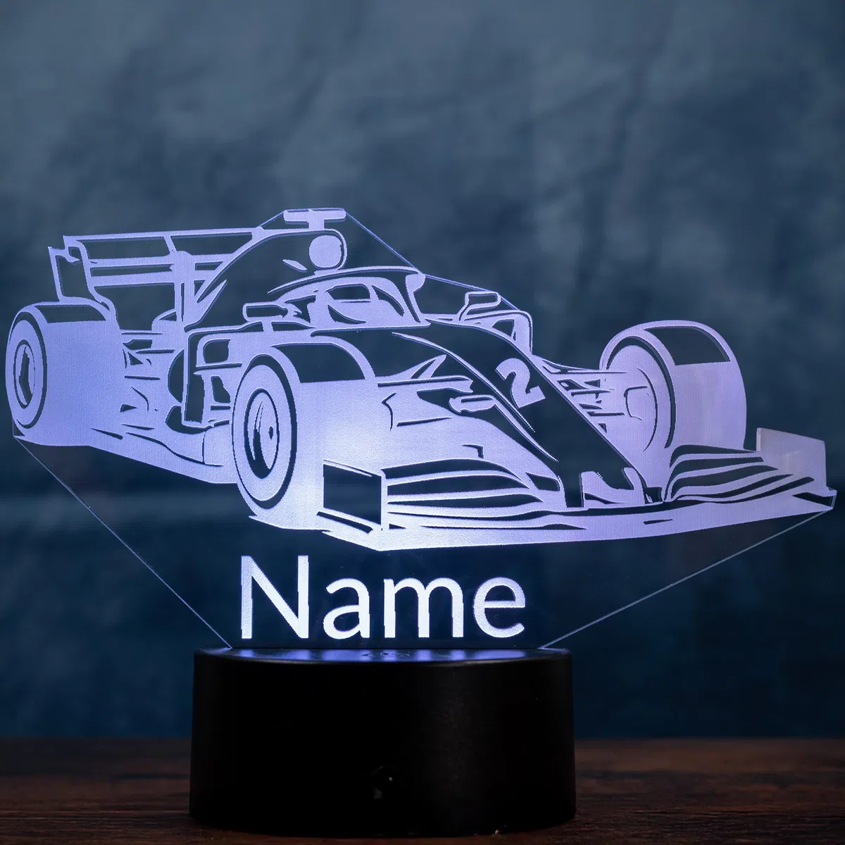 Lampe Formule 1 personnalisée avec prénom – Veilleuse LED voiture de course pour enfant et fan automobile, décoration chambre, 16 couleurs dimmables