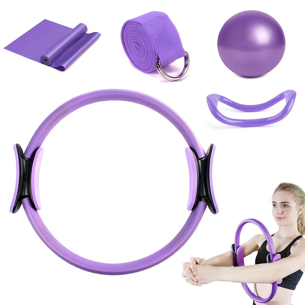 5 Pièces Ensemble D'anneaux de Pilates, Kits de Pilates, Pilates Kit pour Les Séances D'entraînement À Domicil, Pilates Ring Set, Kits de Yoga et Pilates, Pilates Kit pour Jambes, Bras, Cuisses