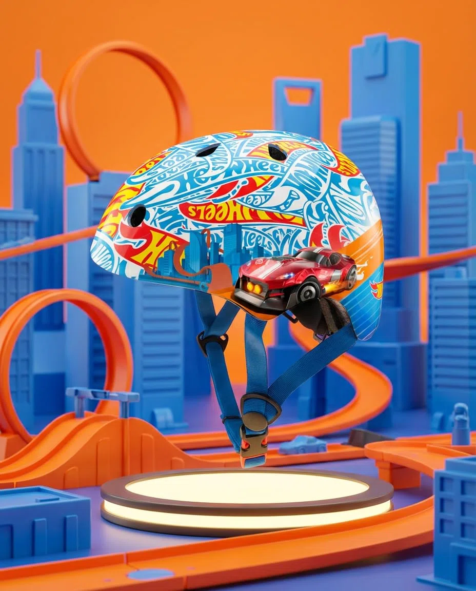 DQB DeQUBE Hot Wheels Casque réglable Ultra léger et sûr, résistant et Respirant, de 2 à 7 Ans, Noir, Unisexe, Bleu, réglable