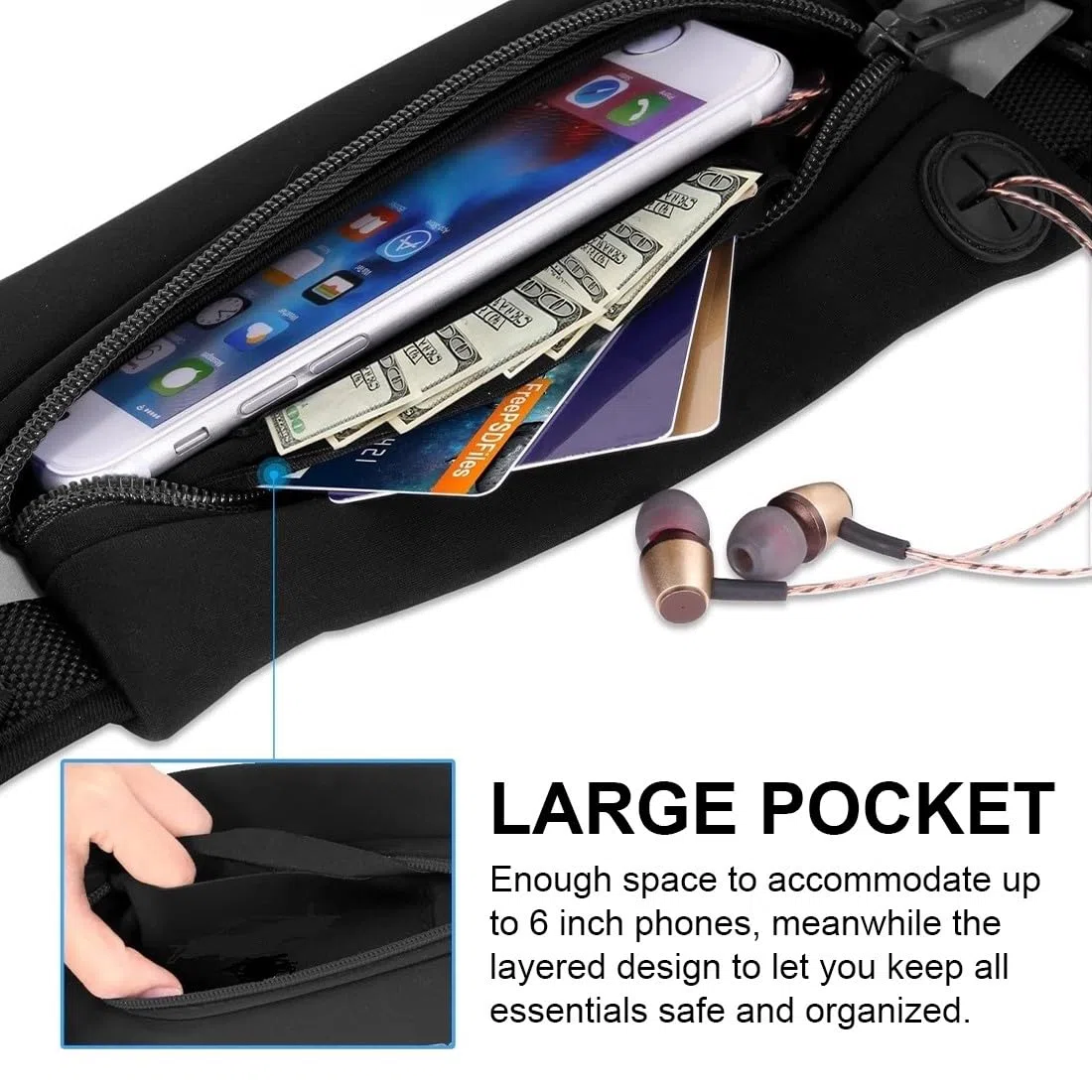 NJCXOLA Ceinture Running, Sac Banane Sport Belt avec 2 gourdes, Ceinture D’hydratation Réglable Homme Femme Smartphone Escalade Randonnée Voyage