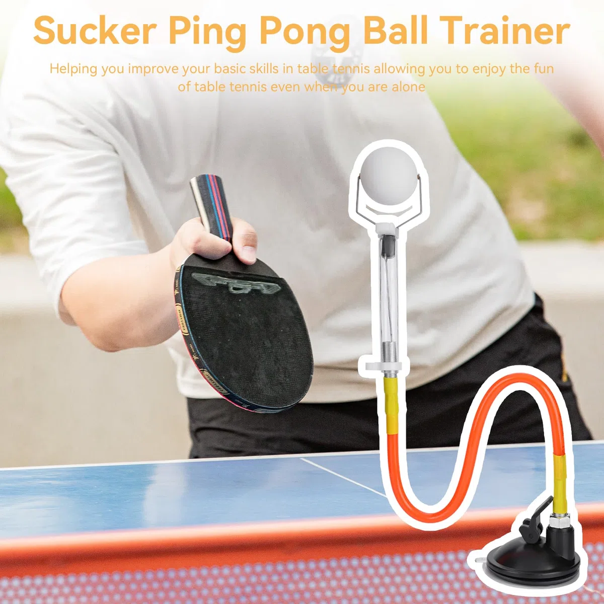 HERCHR Entraîneur De Tennis De Table, Dispositif D'entraînement De Ping-Pong en PVC, Entraîneur De Tennis De Table Réglable, équipement De Balles De Ping-Pong pour L'entraînement De Tennis De Table