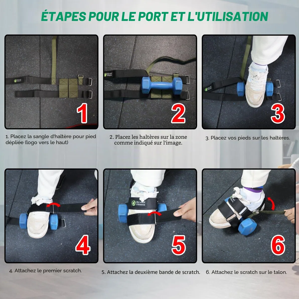 J Bryant Tibialis Paire de sangles d'haltères réglables améliorées pour la cheville
