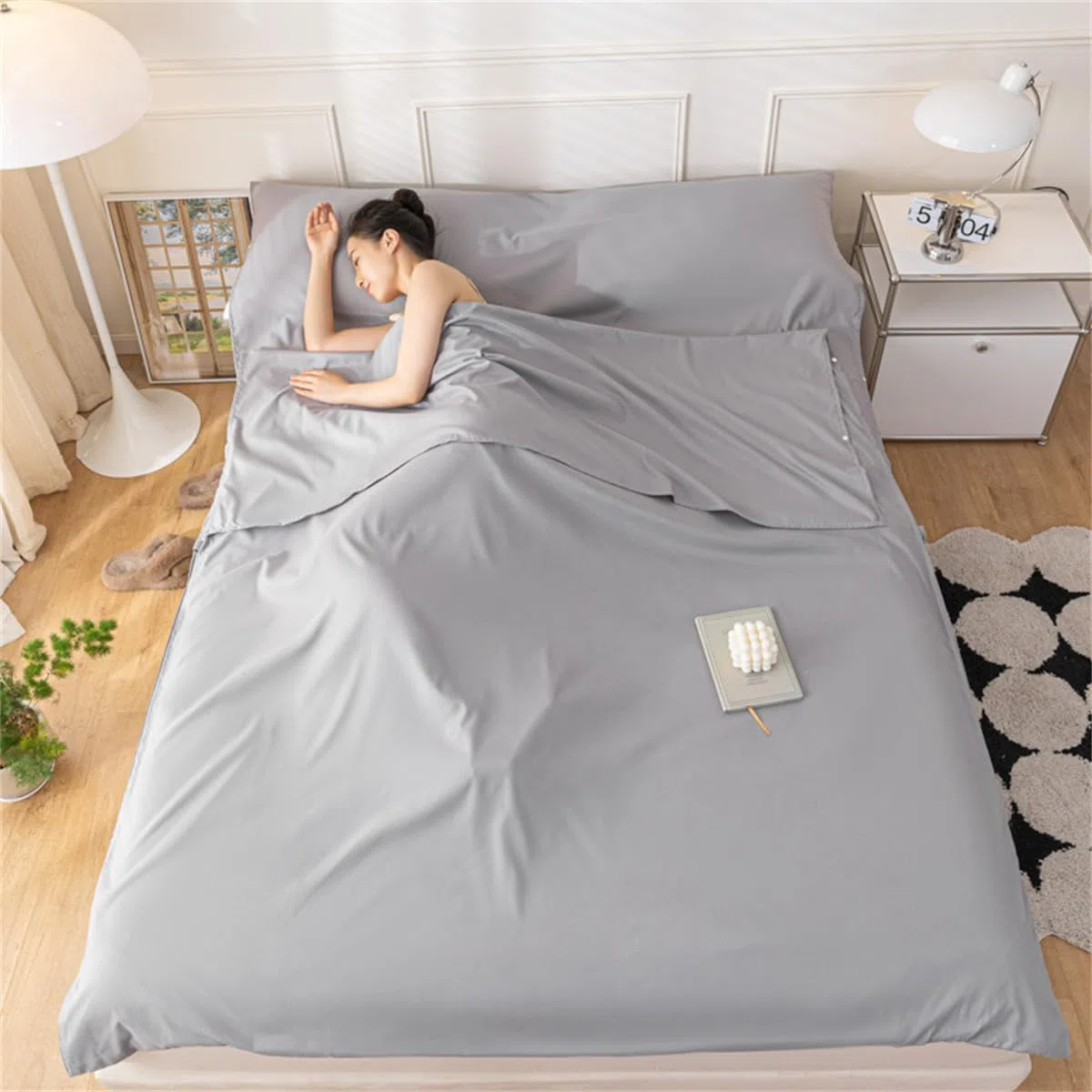 Sac De Couchage en Coton Drap De Couchage 1 2 Personnes Draps, avec Fente Couchage pour Oreiller pour Hôtel, Motel Et Voyage en Sac à Dos, Drap De Camping Léger