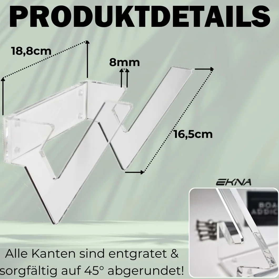 Board Addicted Support mural pour longboard, planche à roulettes, snowboard, wakeboard, planche de kitesurf etc., Board Addicted Wandhalterung für Longboards, Snowboards, Wakeboards uvm., Transparent, Universelle