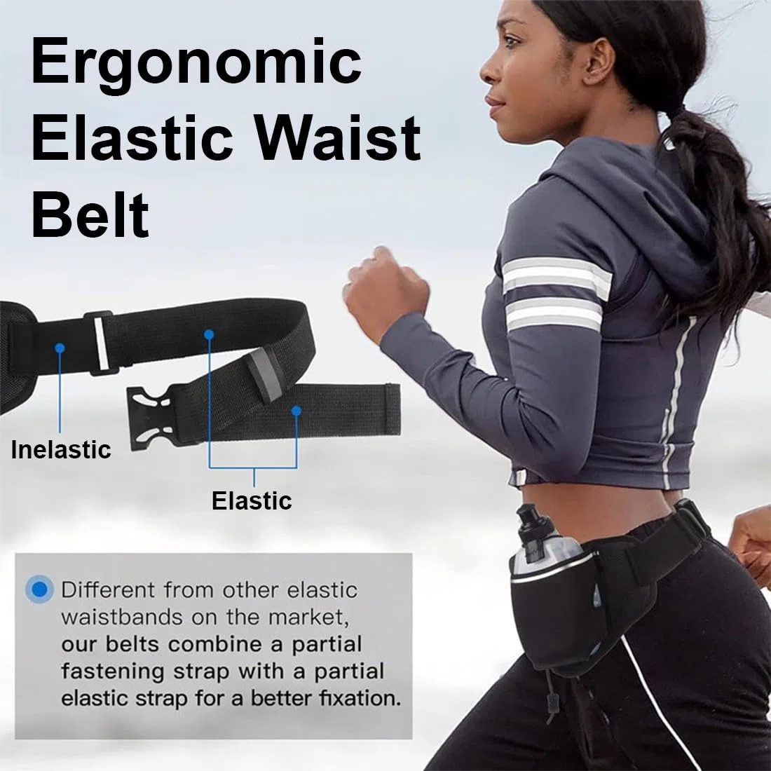 NJCXOLA Ceinture Running, Sac Banane Sport Belt avec 2 gourdes, Ceinture D’hydratation Réglable Homme Femme Smartphone Escalade Randonnée Voyage