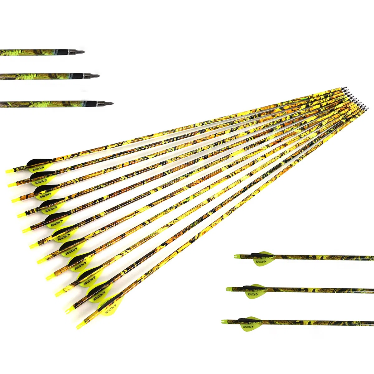 Diamètre Intérieur 6.2mm .244" Longueur Personnalisée Flèche Carbone 22-30 Pouces Spine 500 pour Entraînement Chasse avec Encoche Rotative pour Arc à Poulies et Arc Recurve Adulte Jeunesse 12pcs