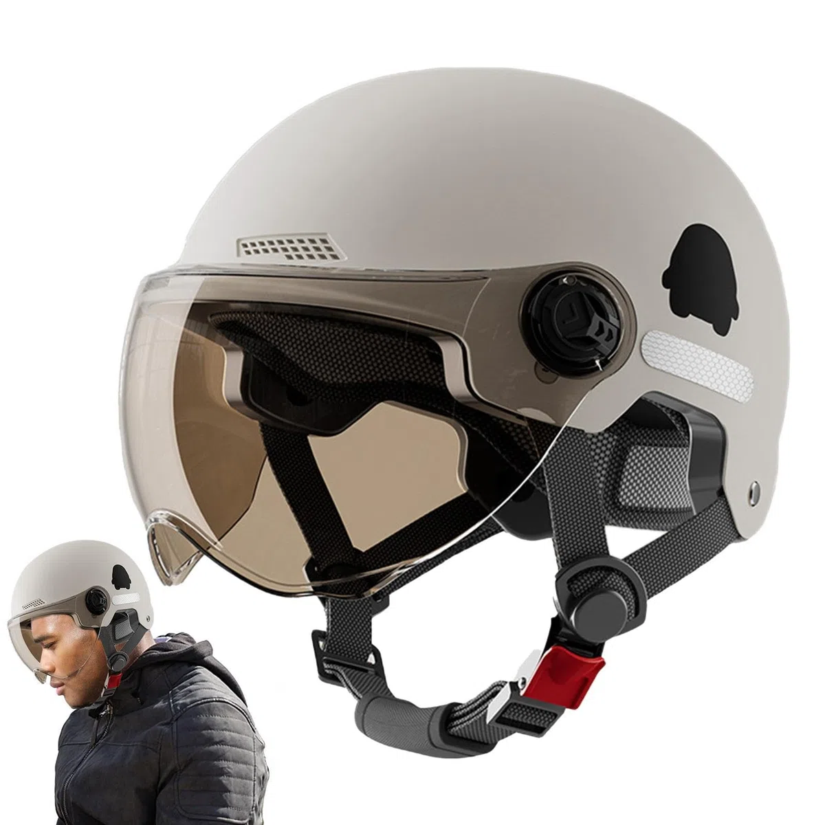 Casque Style De Protection, Unisex Casques De Cyclisme,Casques Trottinette Électrique avec Visière C-asques Trottinette Electrique Adulte, C-asque Vélo pour Offrant Une Conduite Confortable Et Sûre
