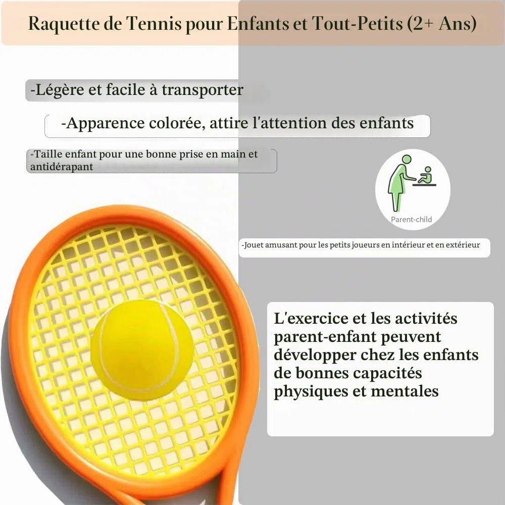Raquette de Tennis pour Enfants avec Sac 2 Raquettes en Plastique avec 2 balles en Mousse Raquette de Tennis Ensemble Cadeau pour Enfants en Plein air et intérieur Sport intérieur extérieur