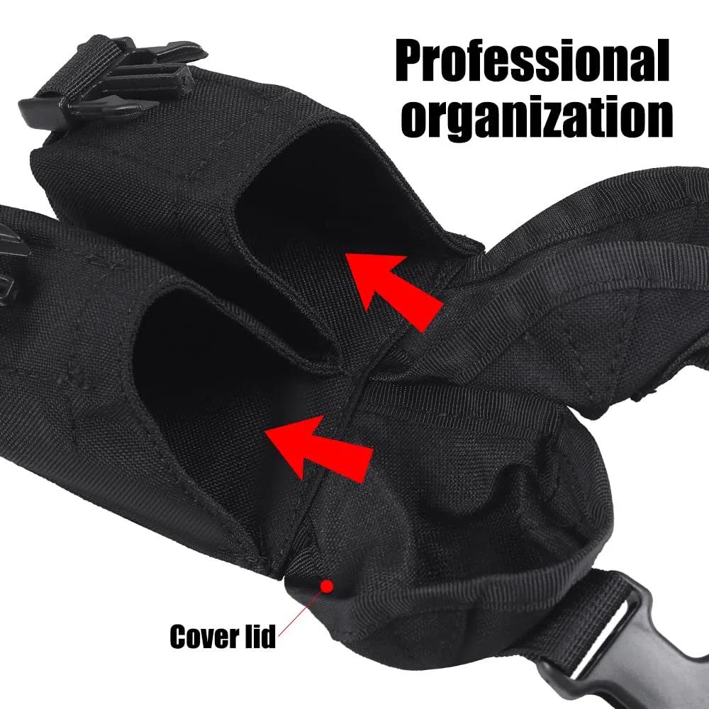 Pochette pour Grenades Double, Pouch Flashbang étanche, étui Grenade Flash Réglable en Nylon 1000D avec Clips de Boucle Portables (4,8cm de Diamètre)