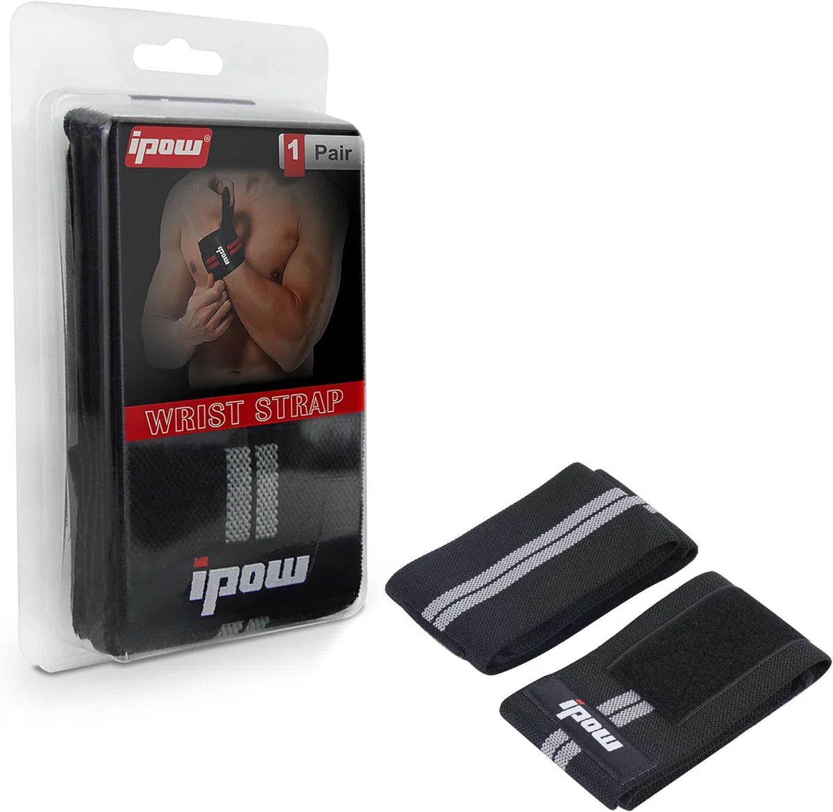 IPOW [2Pcs] Protège-poignet avec Bande de Force Réglable,Wrist Wraps Maintien Poignets dans Musculation/Crossfit/Gymnastique/Fitness/Bodybuilding/Sport,Bandage Serre Poignet pour Femme ou Homme-Gris