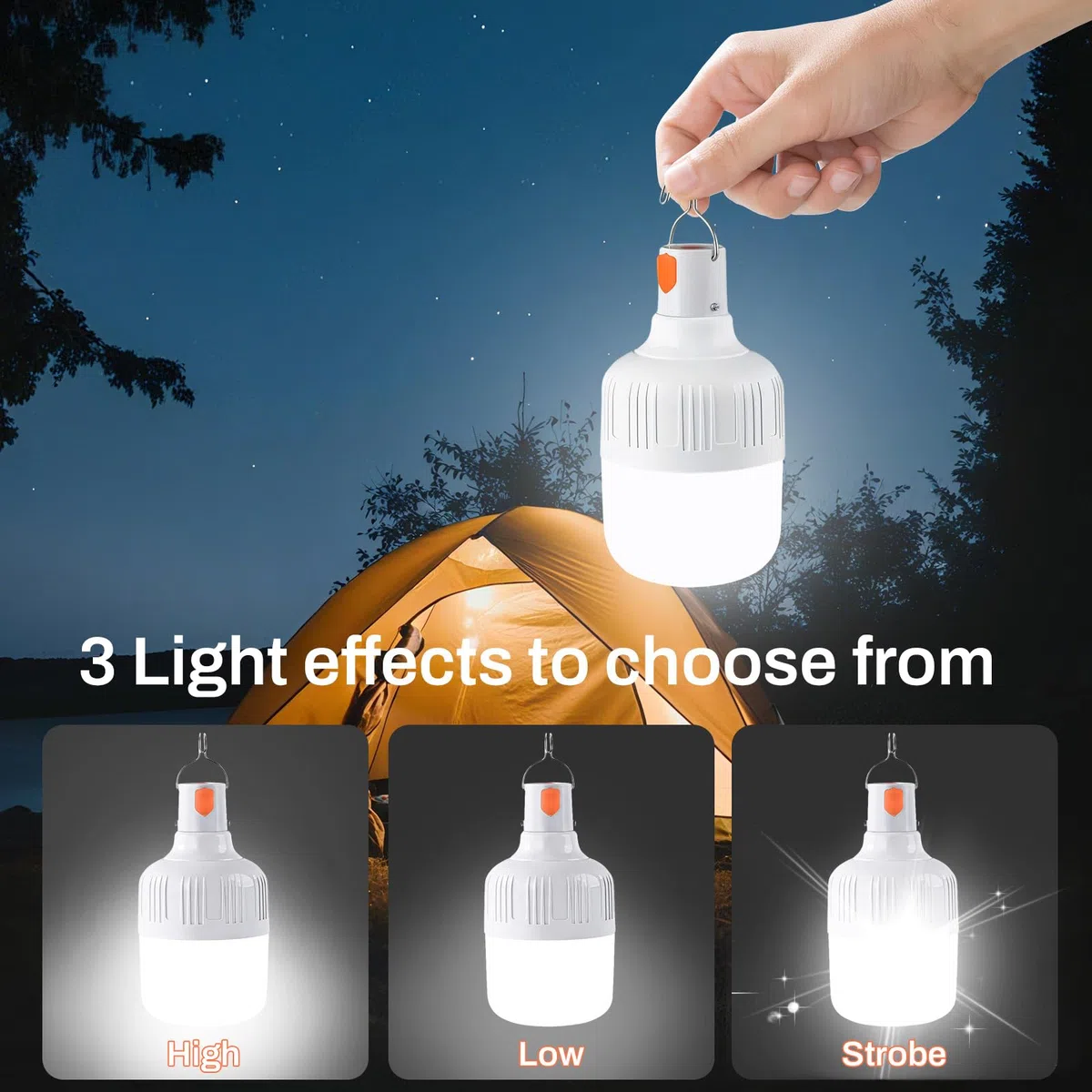 Lot de 5 Lanterne Camping LED, Lampe Camping Rechargeable, 3 Modes, 500 Lumens, Lumière d'extérieur portable pour Tente, Pêche, Randonnée, Urgence, Garage