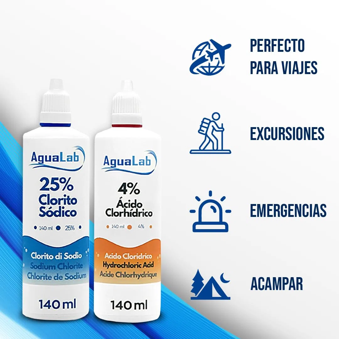 Kit minéral pour traitement de l'eau (2 x 140 ml) - Solution activatrice et minérale - Sceau de sécurité - Fabriqué en Espagne