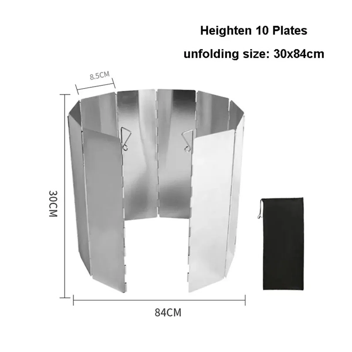 Pare-Vent pour RéChaud De Camping Pare-Vent de Camping rehaussé 30 cm, 10 plaques, Pliable, Portable, en Alliage d'aluminium, for cuisinière à gaz
